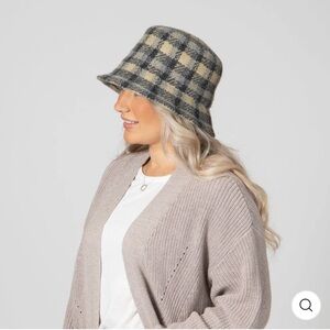 San Diego Hat Company Wool Bucket Hat Plaid Grey and Yellow